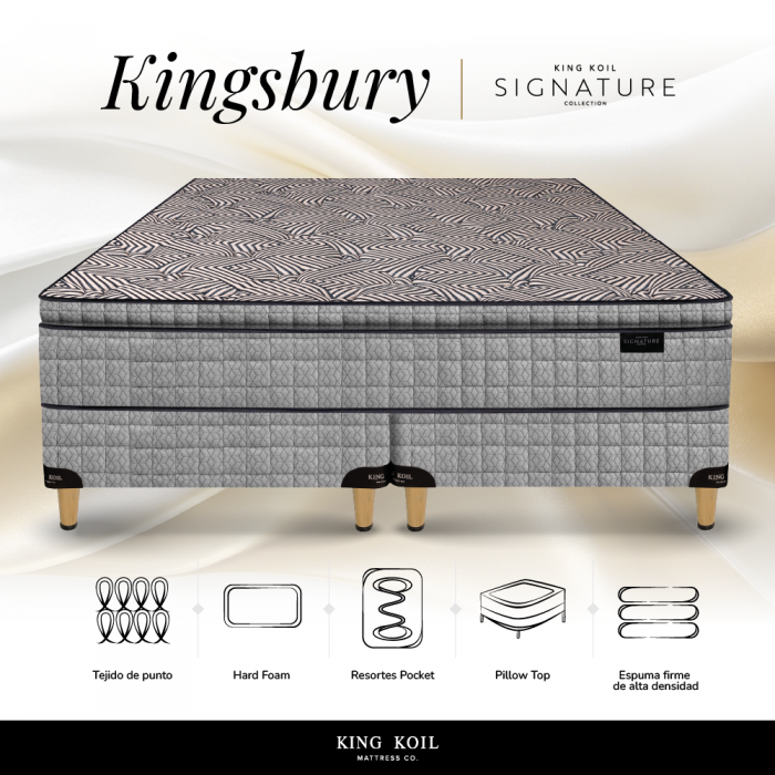 Conjunto King Koil, Kingsbury, Resorte c/pillow 200x200